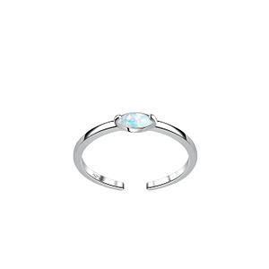2X4mm Marquise Opal Silver Toe Ring19778