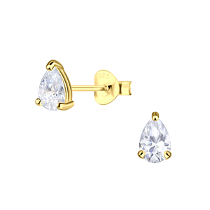 4x6mm Pear Cubic Zirconia Silver Stud Earrings19864