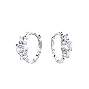 Cubic Zirconia Huggie Wholesale Earrings - 925 Silver Jewelry
