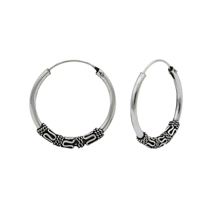 Oxidized 925 Silver Bali Hoops - Wholesale Jewelry