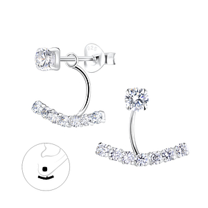 Round Cubic Zirconia Wholesale Ear Jacket - 925 silver jewelry