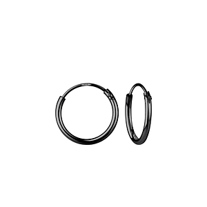 Wholesale 925 Silver Hoop Earrings with Black Ruthenium Plating