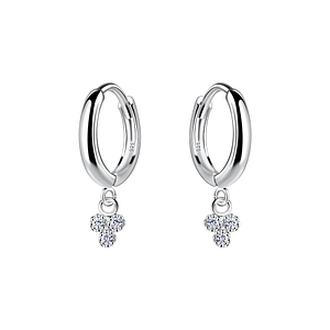 Silver Three Stones Charm Huggie Earrings19964