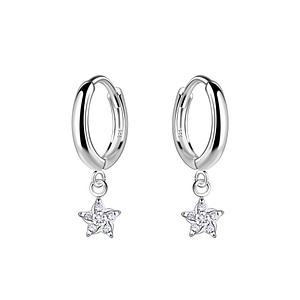 Silver Star Charm Huggie Earrings20030