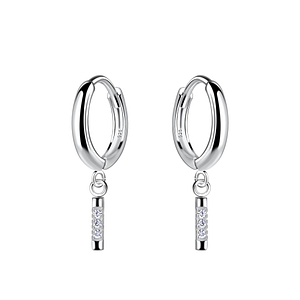 Silver Bar Charm Huggie Earrings19968