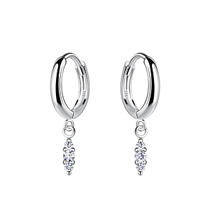 Silver Marquise Charm Huggie Earrings19970