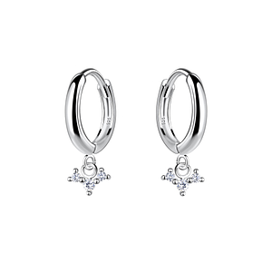 Silver Three Stones Charm Huggie Earrings20005