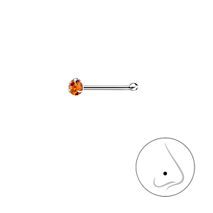 2mm Round Crystal Silver Nose Stud With Ball3318