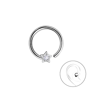 Silver Star Helix Hoop20611