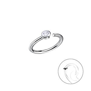 Silver Single Stone Helix Hoop20641