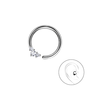 Silver Three Stones Helix Hoop20630