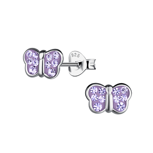 Silver Butterfly Crystal Stud Earrings19589