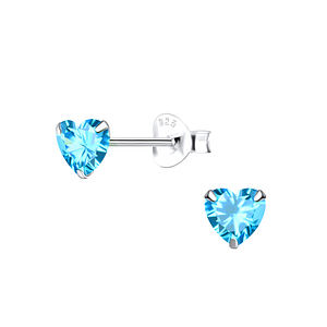 5mm Heart Cubic Zirconia Silver Stud Earrings9684