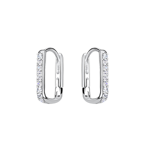 Silver Geometric Huggie Earrings20655