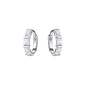 11mm Silver Geometric Huggie Earrings20621