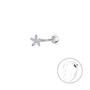 Silver Flower Cartilage Stud with Ball Screw Back20447