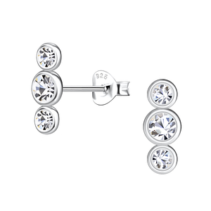 Silver Three Stones Stud Earrings20706