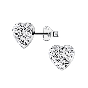 Silver Heart Crystal Stud Earrings21198