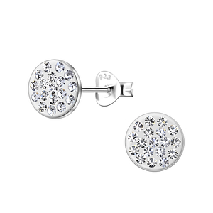 Silver Round Crystal Stud Earrings21261