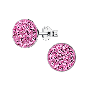 Silver Round Stud Earrings9564
