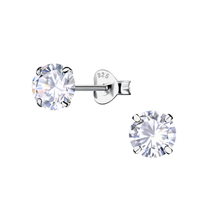 6mm Round Cubic Zirconia Silver Stud Earrings21162