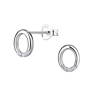 Silver Oval Stud Earrings21229