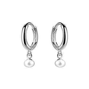 5mm Fresh Water Pearl Silver Huggie Earrings21264