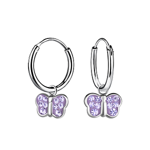 Silver Butterfly Charm Hoop Earrings21611