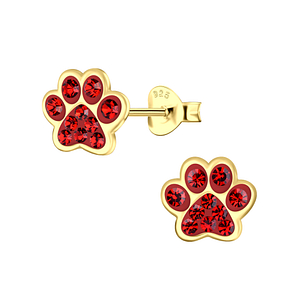 Silver Paw Print Stud Earrings4086