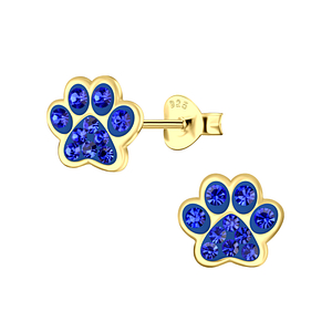 Silver Paw Print Stud Earrings4086