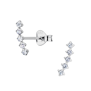 1.5mm Cubic Zirconia Silver Curved Stud Earrings22208
