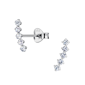 1.8mm Cubic Zirconia Silver Curved Stud Earrings22206