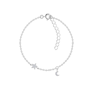 Silver Star and Moon Bracelet22612