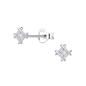 Silver Geometric Stud Earrings22679