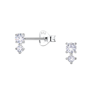 Silver Double Stones Stud Earrings 22435