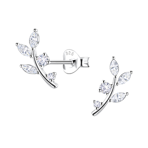 Silver Leaf Stud Earrings 22445