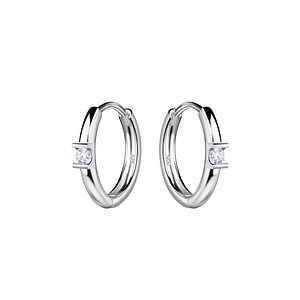 11mm Silver Single Stone Huggie Earrings22715