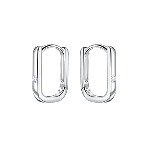 10mm Silver Single Stone Huggie Earrings22727