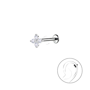 Silver Flower with Titanium Labret22741