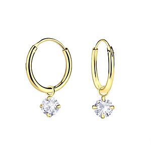 4mm Cubic Zirconia Charm Hoop Earrings23183