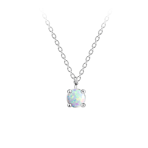 4mm Opal Silver Necklace23133