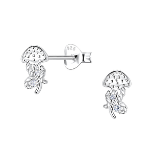 Silver Jellyfish Stud Earrings 23284