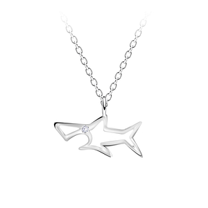 Silver Shark Outline Necklace23723