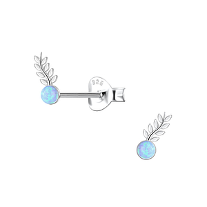 Silver Leaf Opal Stud Earrings23678