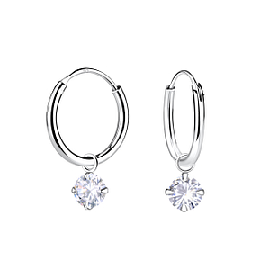 4mm Cubic Zirconia Charm Hoop Earrings23182