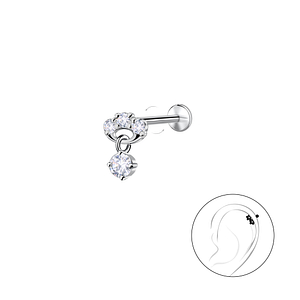 Silver Geometric with Hanging Stone with Titanium Labret23971