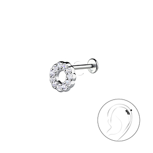Silver Round with Titanium Labret22857
