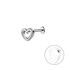 Silver Heart with Titanium Labret22863