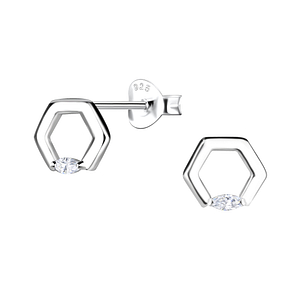 Silver Hexagon Stud Earrings24085