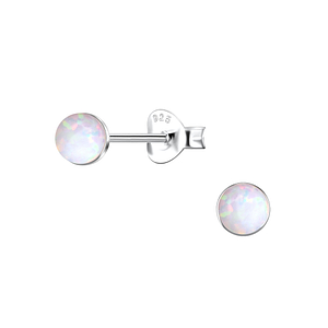 4mm Round Opal Silver Stud Earrings24402